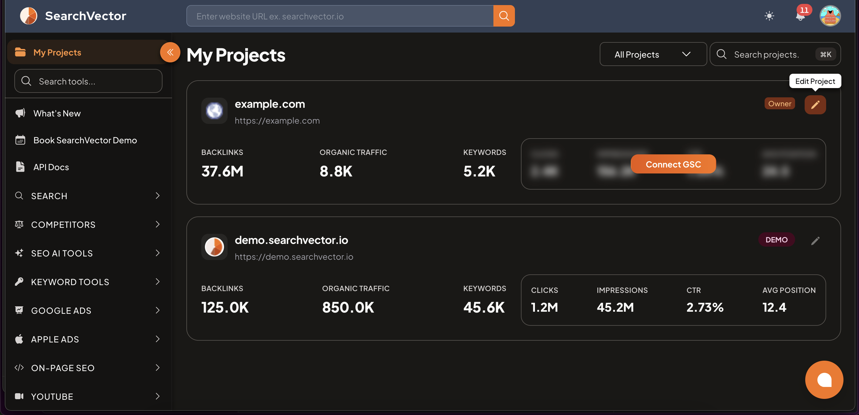My Projects Dashboard