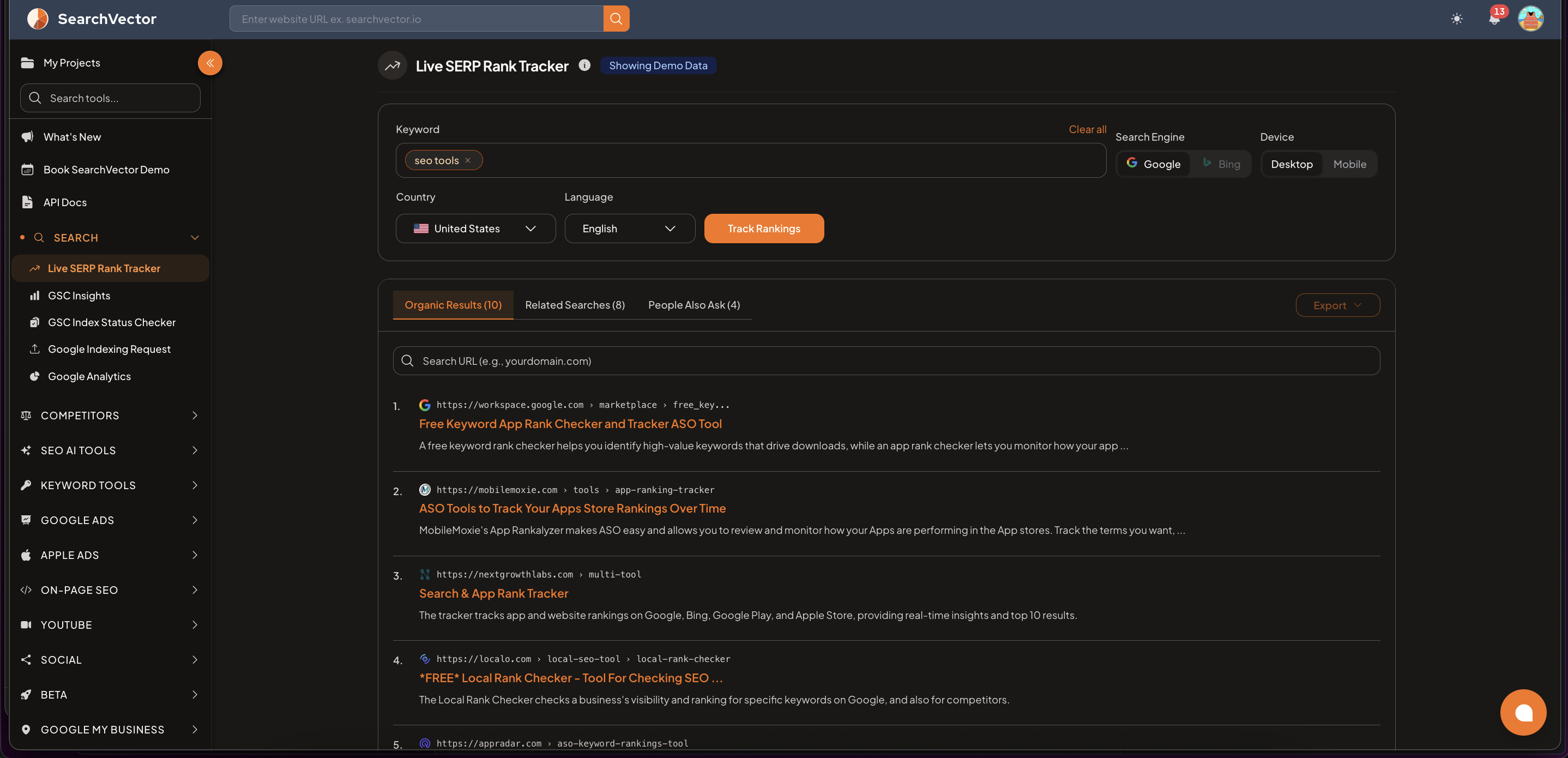 Live SERP Rank Tracker