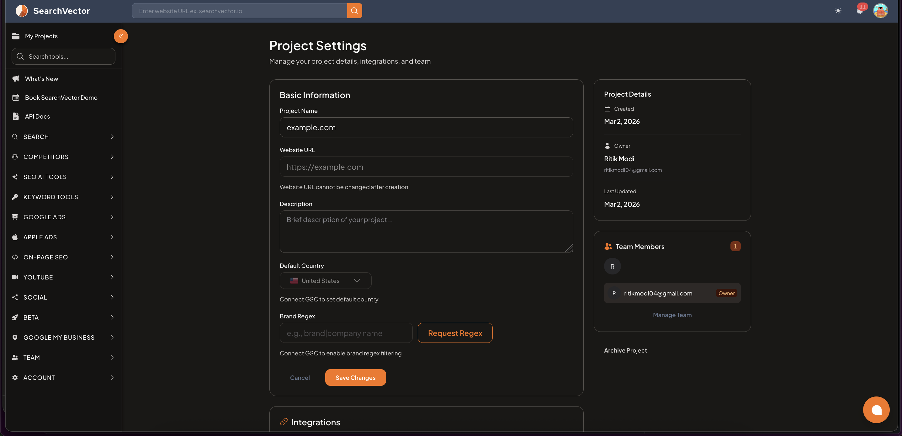 Project Settings - Basic Information